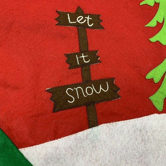 Tree Skirt Felt 48" Christmas Snowman Red White Green NEW - Picture 4 of 11